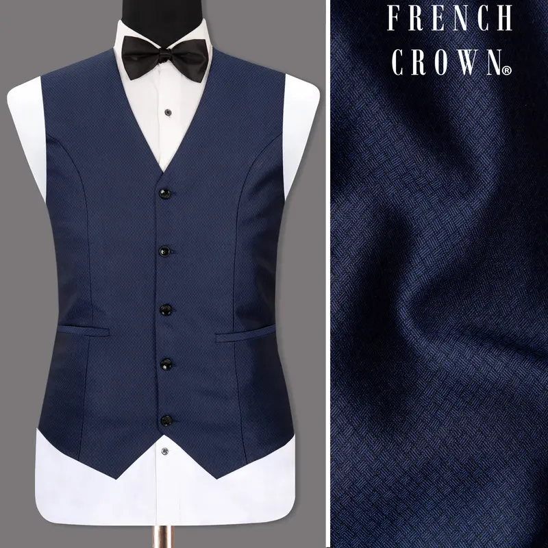 Port Gore Blue Subtle Textured Woolrich Waistcoat 1