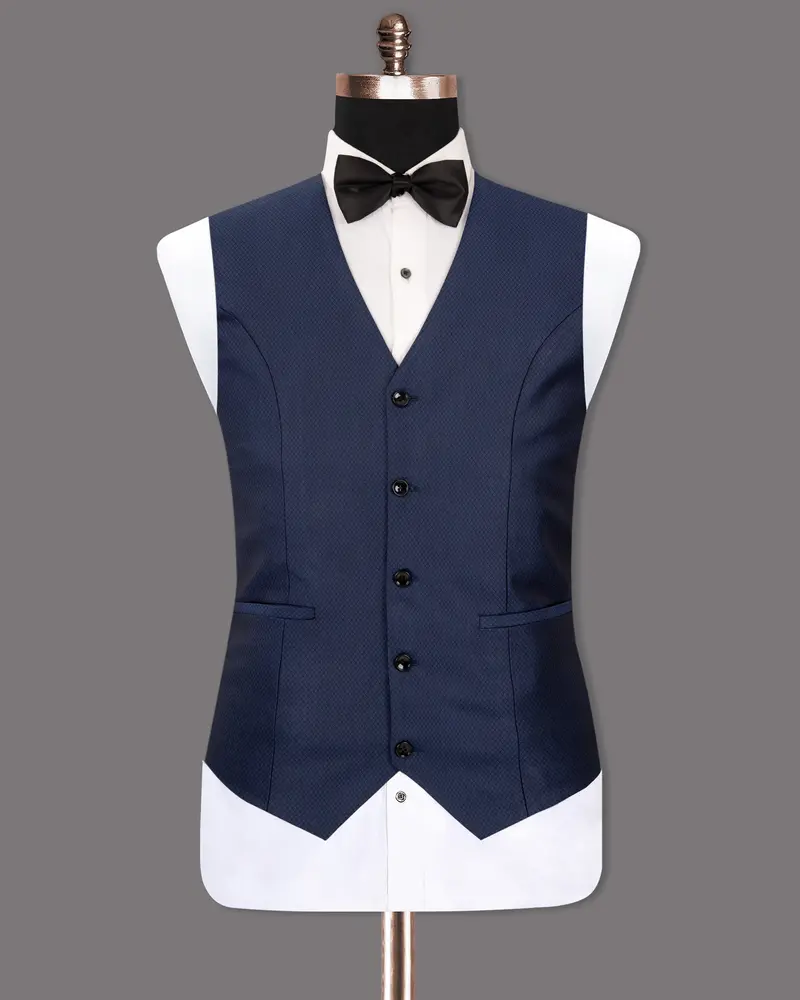 Port Gore Blue Subtle Textured Woolrich Waistcoat 2
