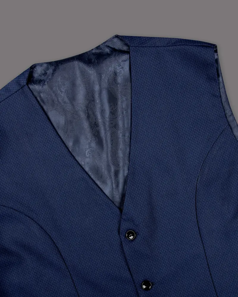 Port Gore Blue Subtle Textured Woolrich Waistcoat 4