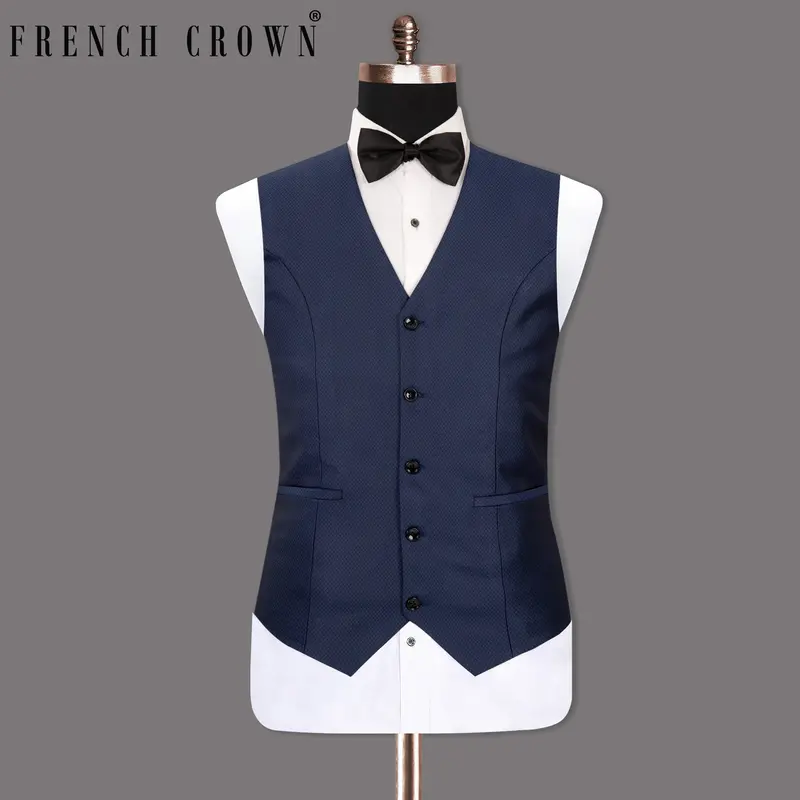 Port Gore Blue Subtle Textured Woolrich Waistcoat 7
