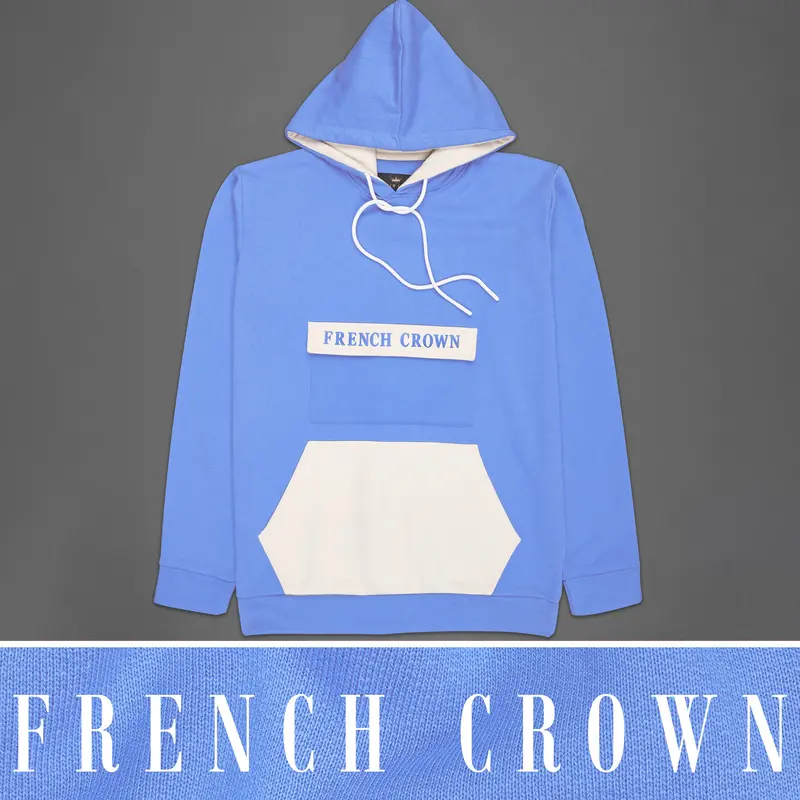 Portage Blue And White Full Sleeve Premium Cotton Jersey Hoodie Sweatshirt 1
