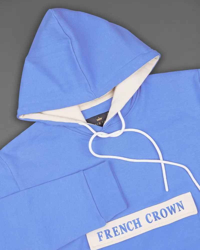 Portage Blue And White Full Sleeve Premium Cotton Jersey Hoodie Sweatshirt 4