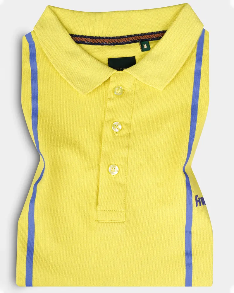 Portica Yellow Striped Premium Cotton Pique Polo 1