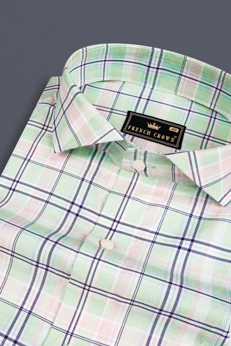 Powder Ash With Bridesmaid Plaid Twill Premium Cotton Shirt 1