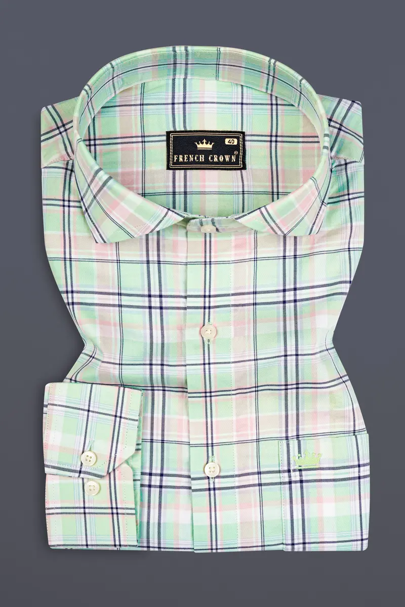 Powder Ash With Bridesmaid Plaid Twill Premium Cotton Shirt 3