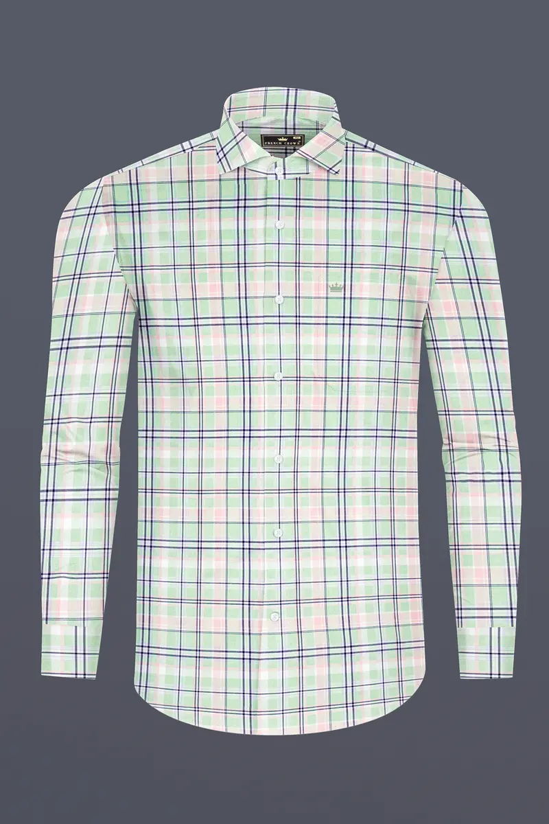 Powder Ash With Bridesmaid Plaid Twill Premium Cotton Shirt 4
