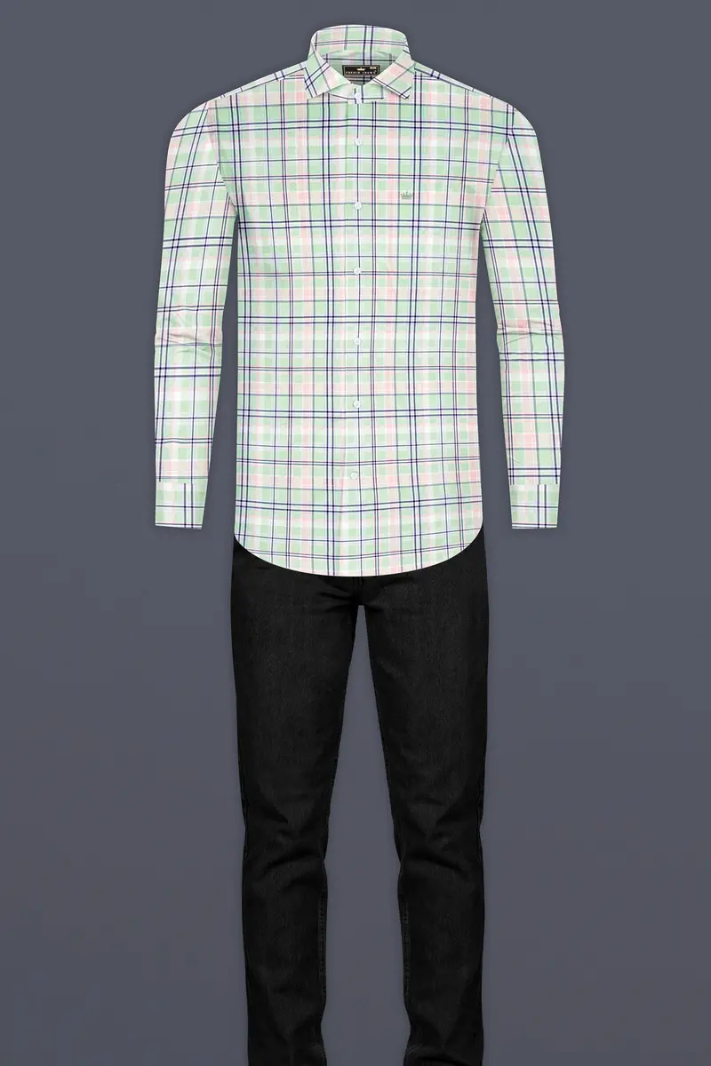 Powder Ash With Bridesmaid Plaid Twill Premium Cotton Shirt 6