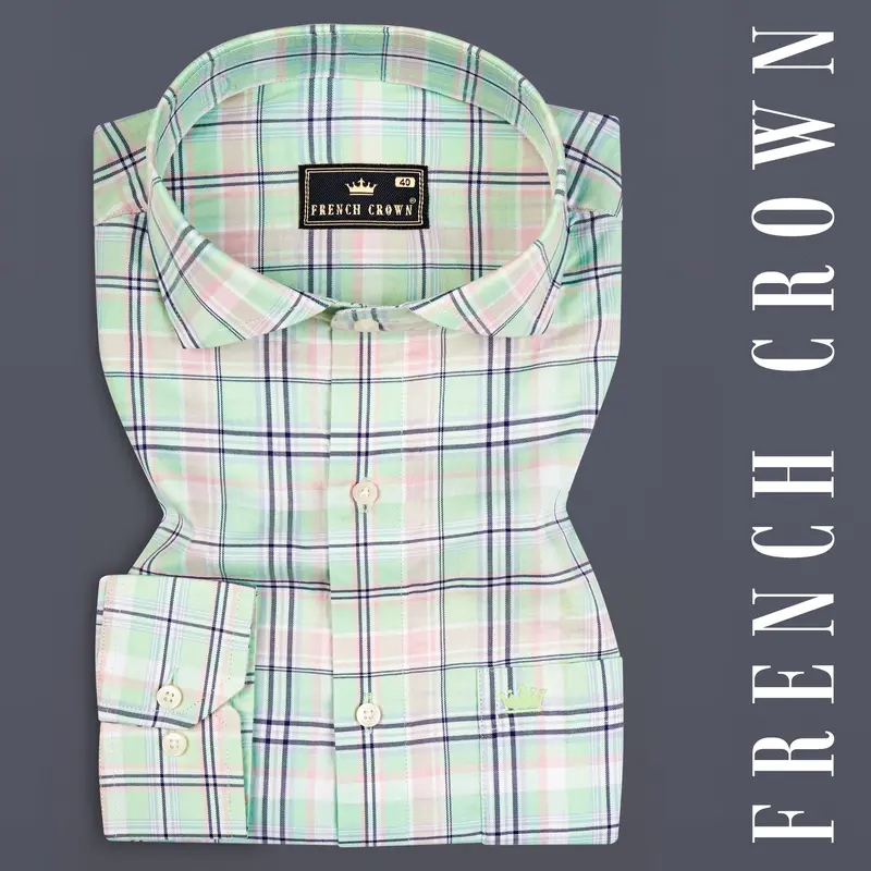 Powder Ash With Bridesmaid Plaid Twill Premium Cotton Shirt 7