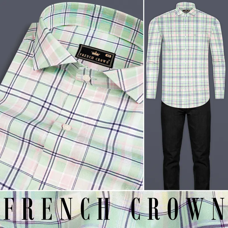 Powder Ash With Bridesmaid Plaid Twill Premium Cotton Shirt 8