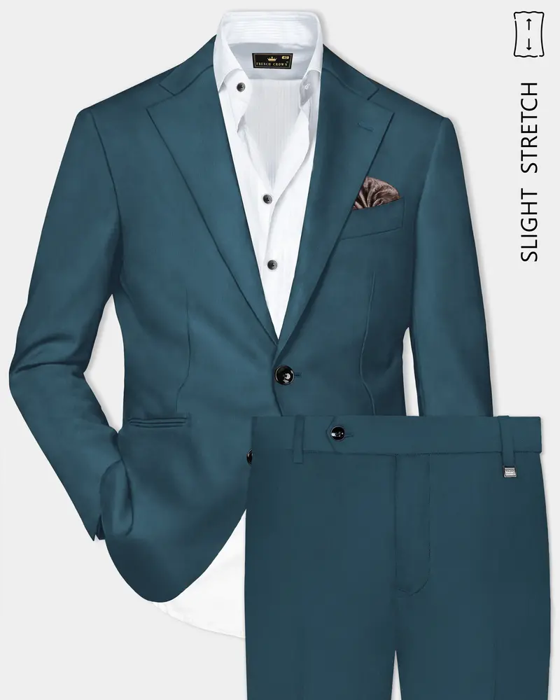 Prestige-Dianne Green Solid Wool Rich Single Breasted Slight Stretch Suit 1