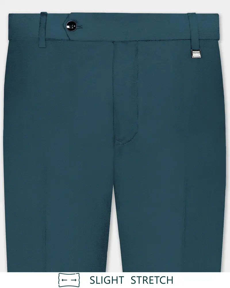 Prestige-Dianne Green Solid Wool Rich Slight Stretch Waistband Pant 1