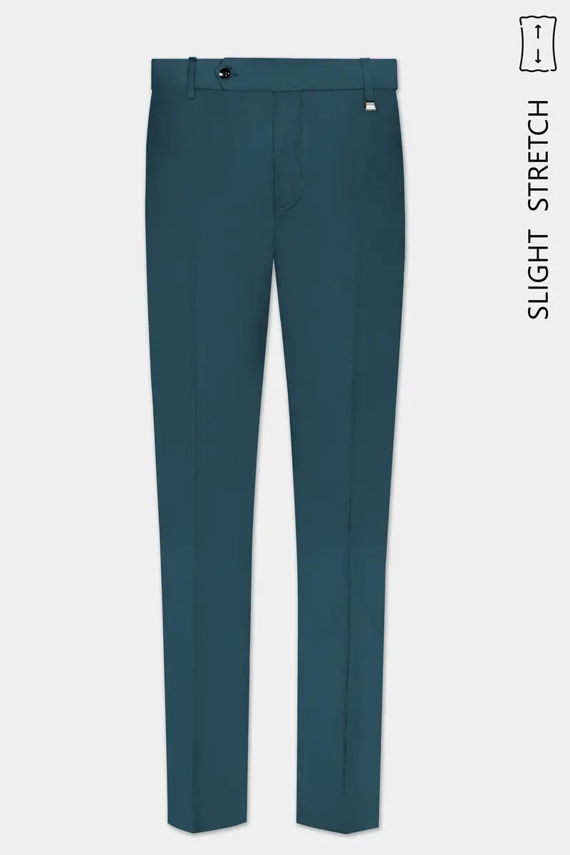 Prestige-Dianne Green Solid Wool Rich Slight Stretch Waistband Pant 2