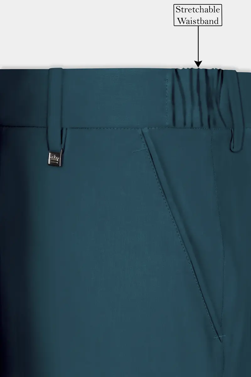 Prestige-Dianne Green Solid Wool Rich Slight Stretch Waistband Pant 6