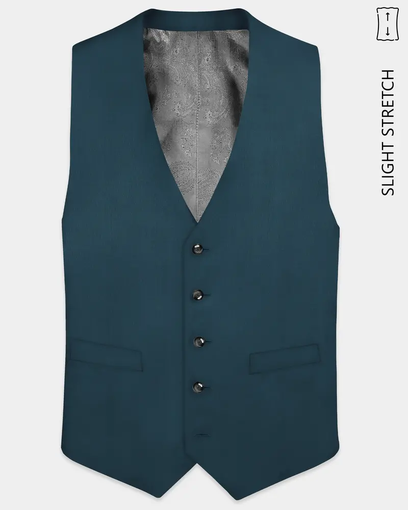 Prestige-Dianne Green Solid Wool Rich Slight Stretch Waistcoat 1