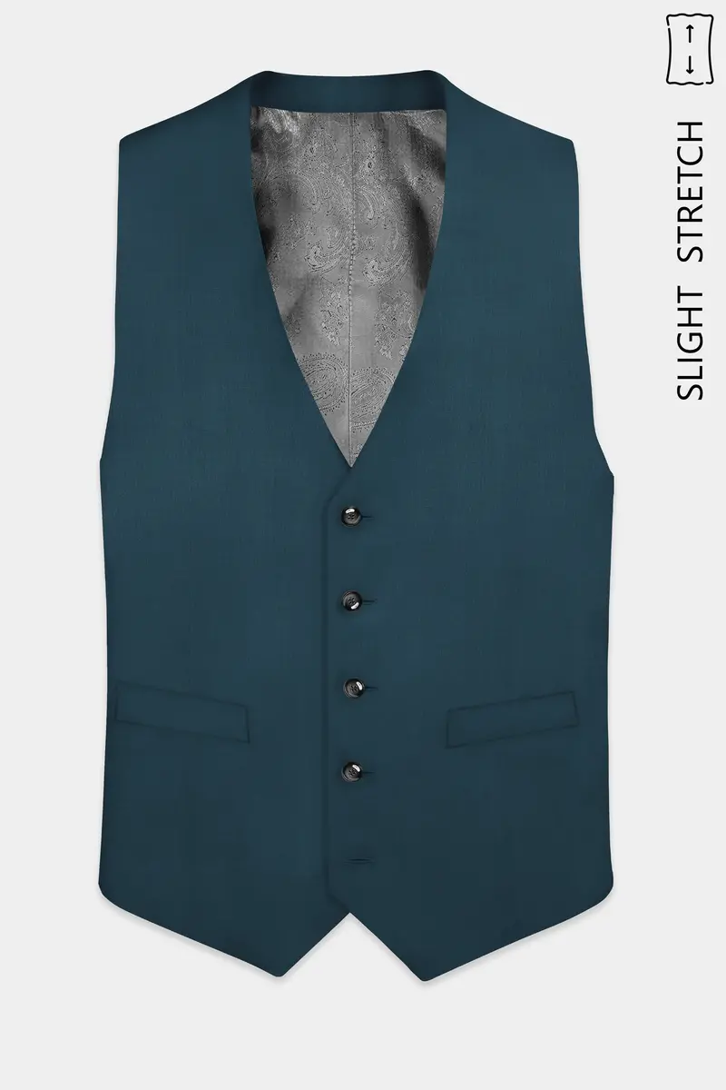 Prestige-Dianne Green Solid Wool Rich Slight Stretch Waistcoat 2