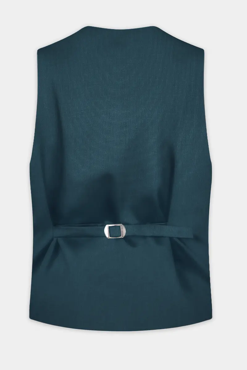 Prestige-Dianne Green Solid Wool Rich Slight Stretch Waistcoat 4