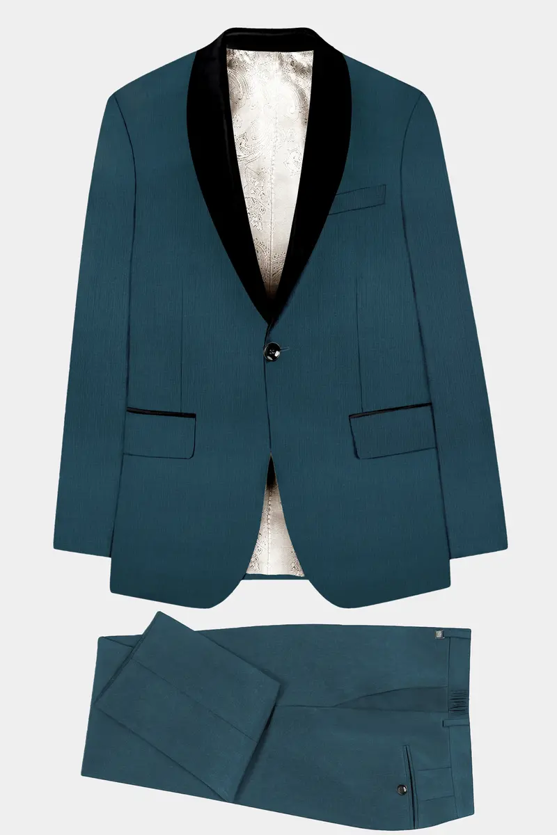 Prestige-Dianne Green Solid Wool Rich Tuxedo Slight Stretch Suit 11