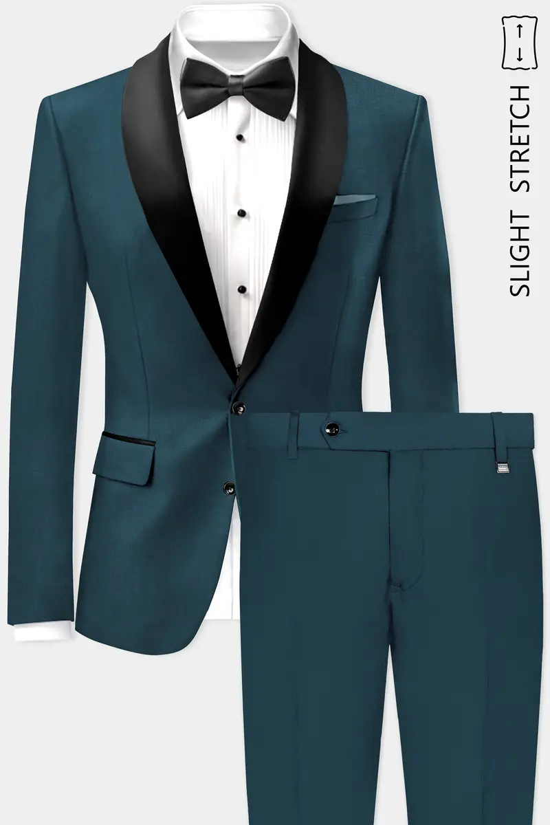 Prestige-Dianne Green Solid Wool Rich Tuxedo Slight Stretch Suit 2