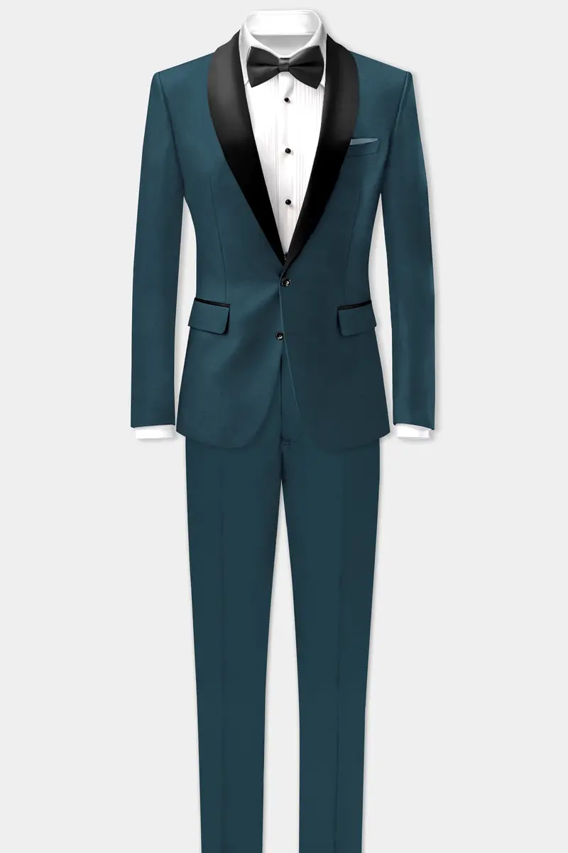 Prestige-Dianne Green Solid Wool Rich Tuxedo Slight Stretch Suit 4