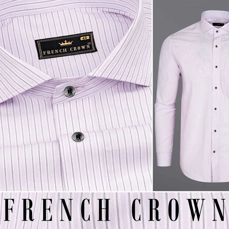 Prim Purple With Ebony Black Striped Premium Cotton Shirt 10