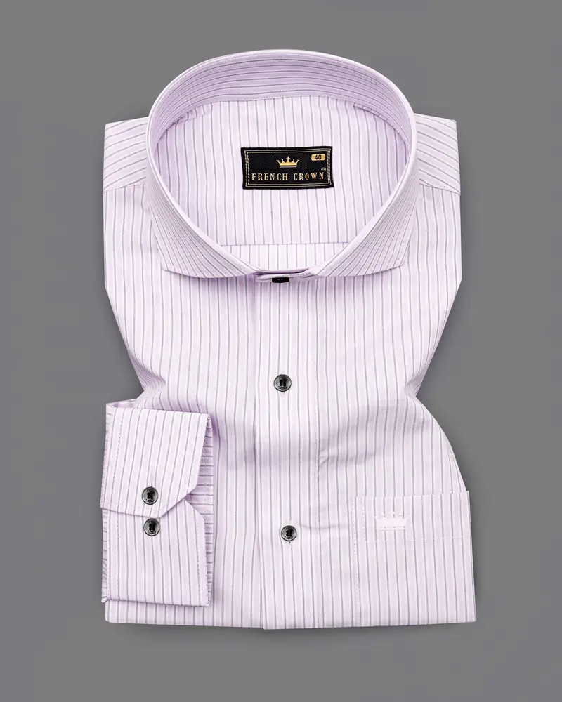 Prim Purple With Ebony Black Striped Premium Cotton Shirt 3