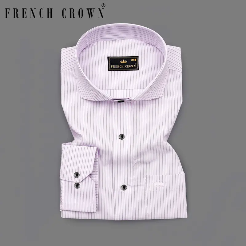 Prim Purple With Ebony Black Striped Premium Cotton Shirt 7