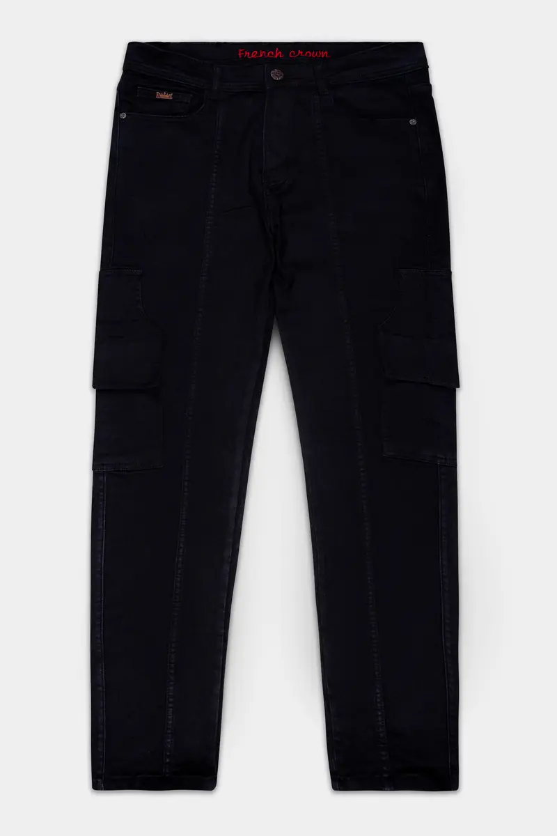 Prowla-Jaguar Black Clean Look Stretchable Cargo Denim 2