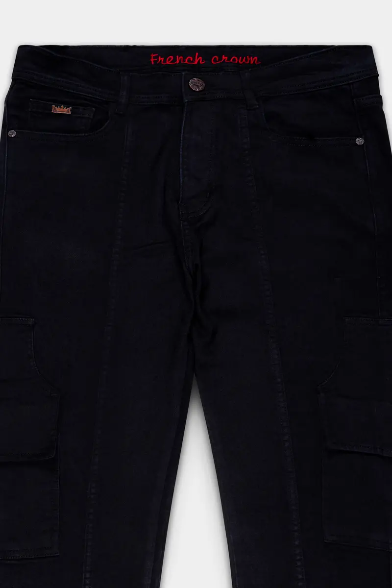 Prowla-Jaguar Black Clean Look Stretchable Cargo Denim 4