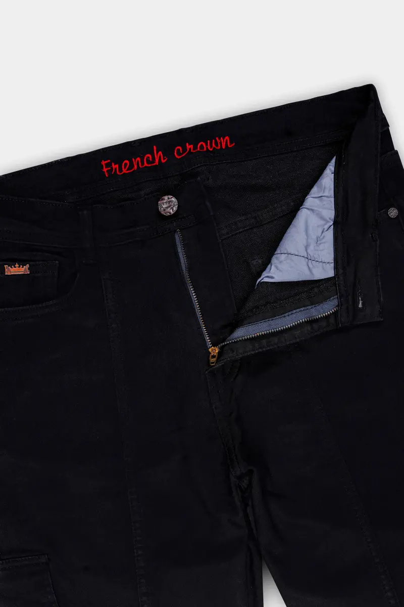 Prowla-Jaguar Black Clean Look Stretchable Cargo Denim 6