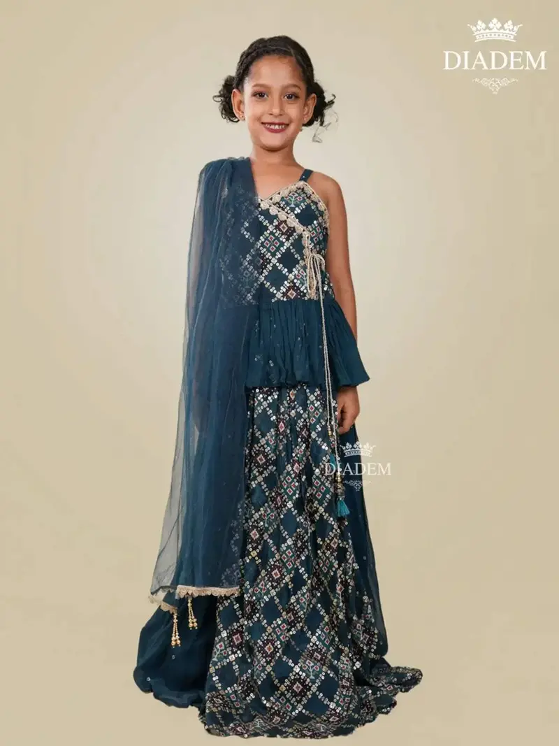 Prussian Blue Lehenga Adorned With Embroideries And Sequins 1
