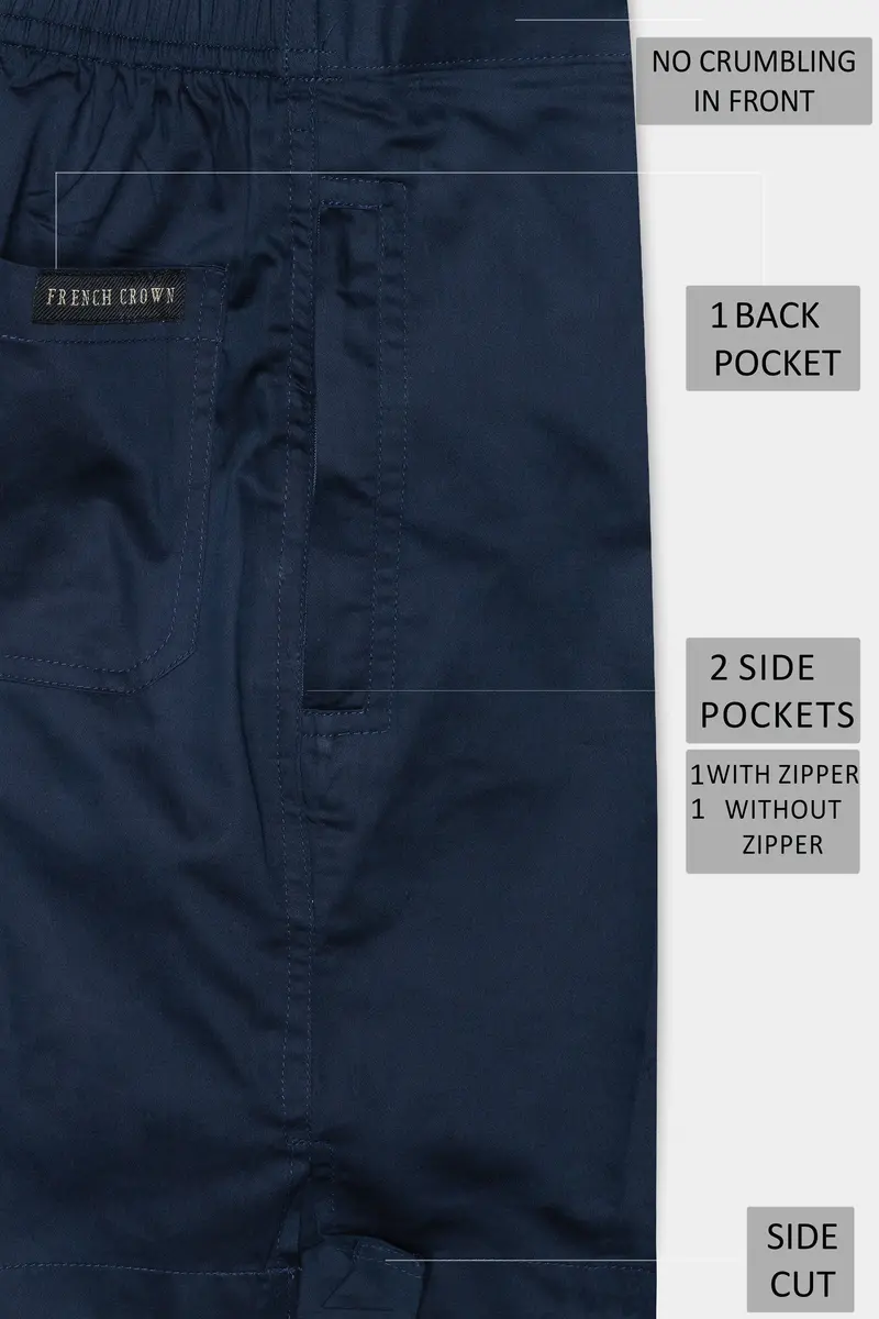 Prussian Blue Subtle Sheen Super Soft Premium Cotton Shorts 6