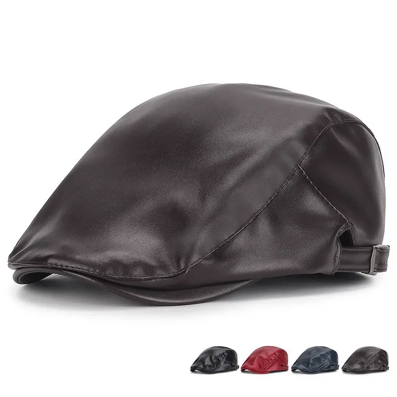 Pu Leather Beret Casual Cap 1