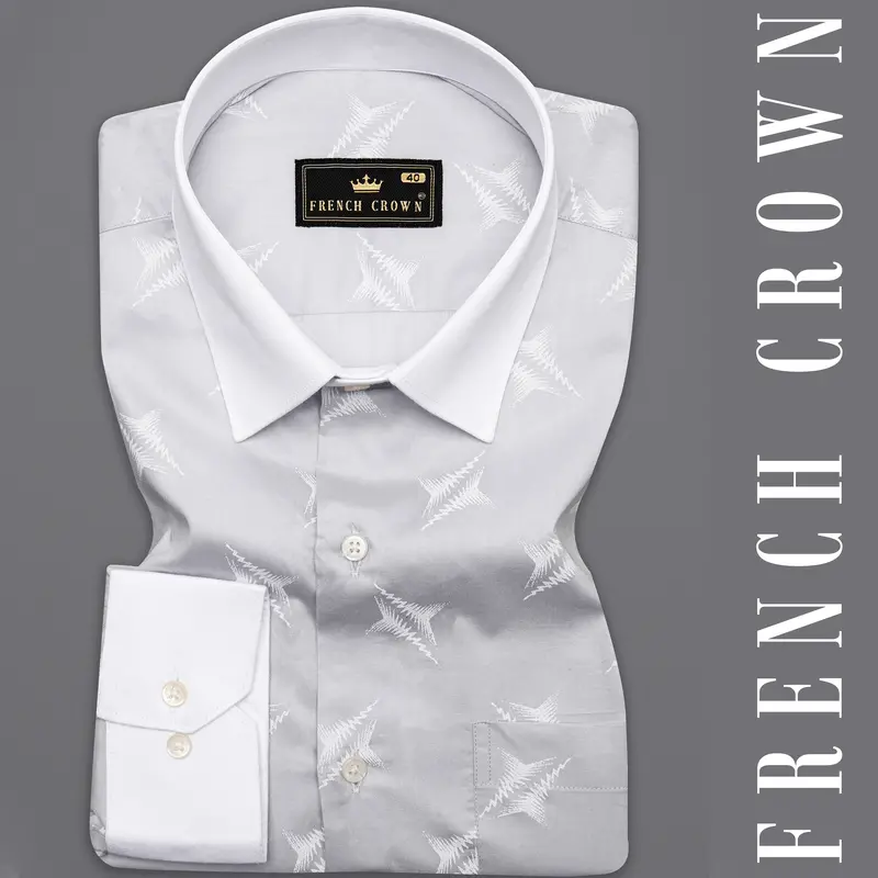 Pumice Gray And White Premium Cotton Shirt 1