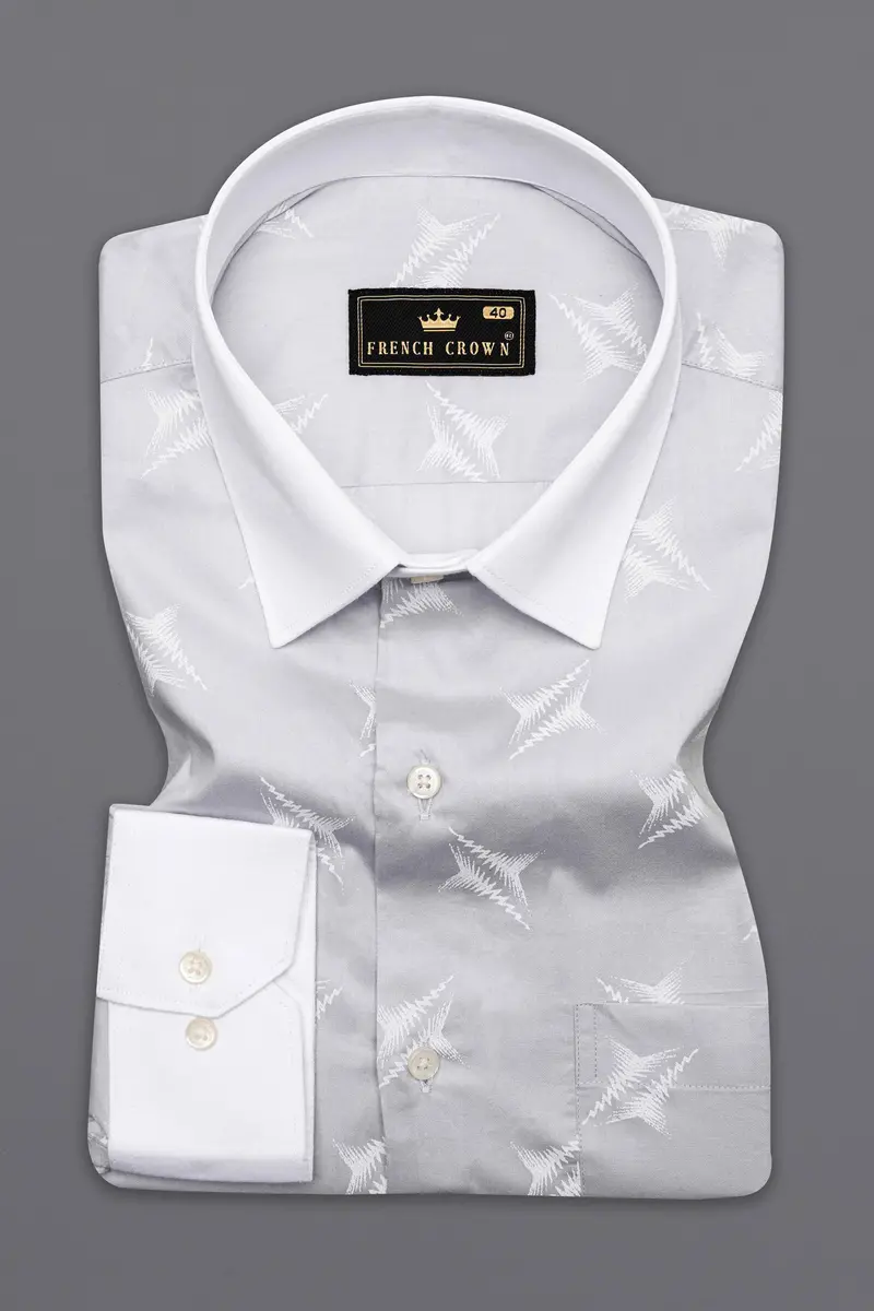 Pumice Gray And White Premium Cotton Shirt 2