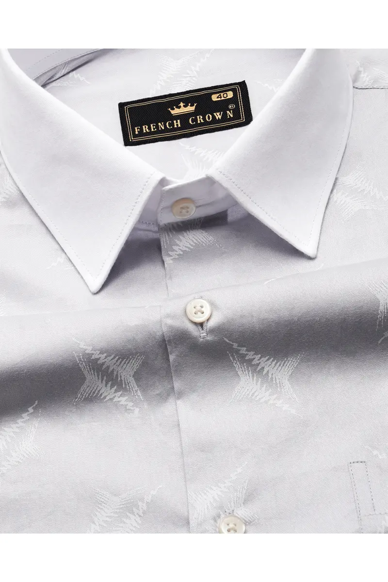 Pumice Gray And White Premium Cotton Shirt 4