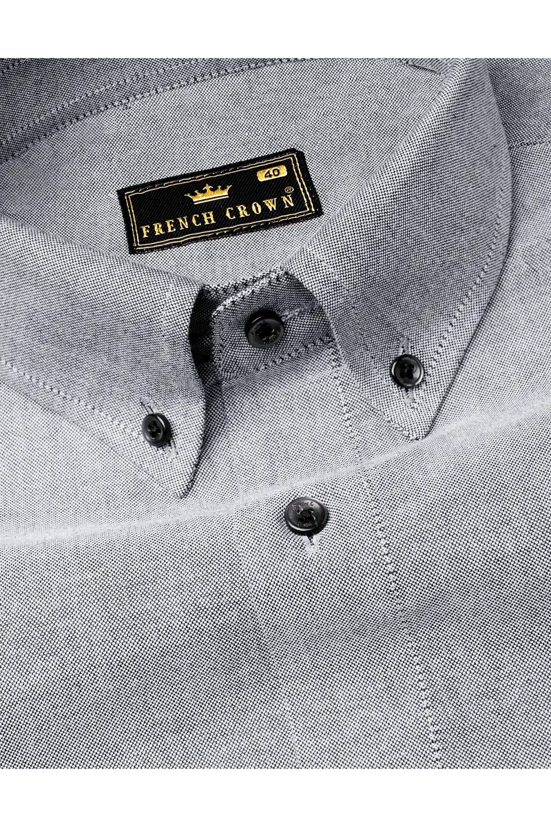 Pumice Gray Tiger Printed Royal Oxford Designer Shirt 4