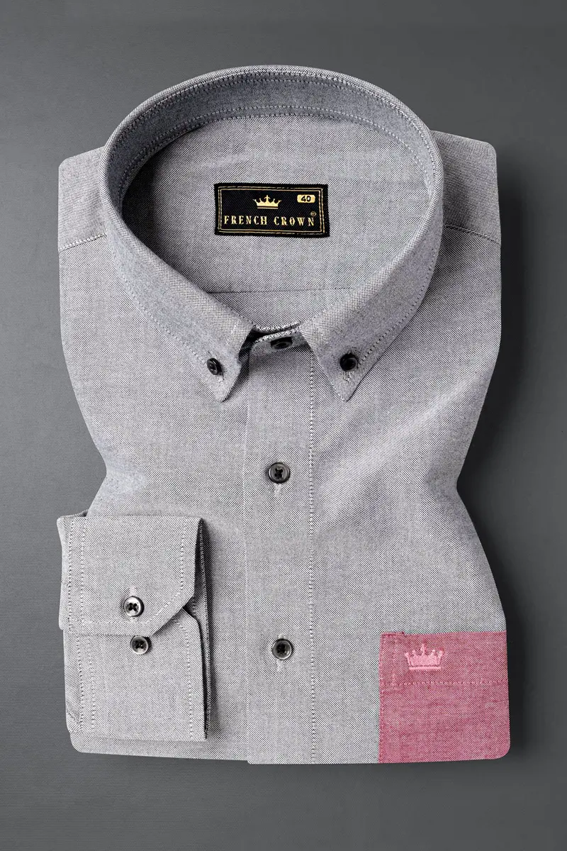 Pumice Gray Tiger Printed Royal Oxford Designer Shirt 5