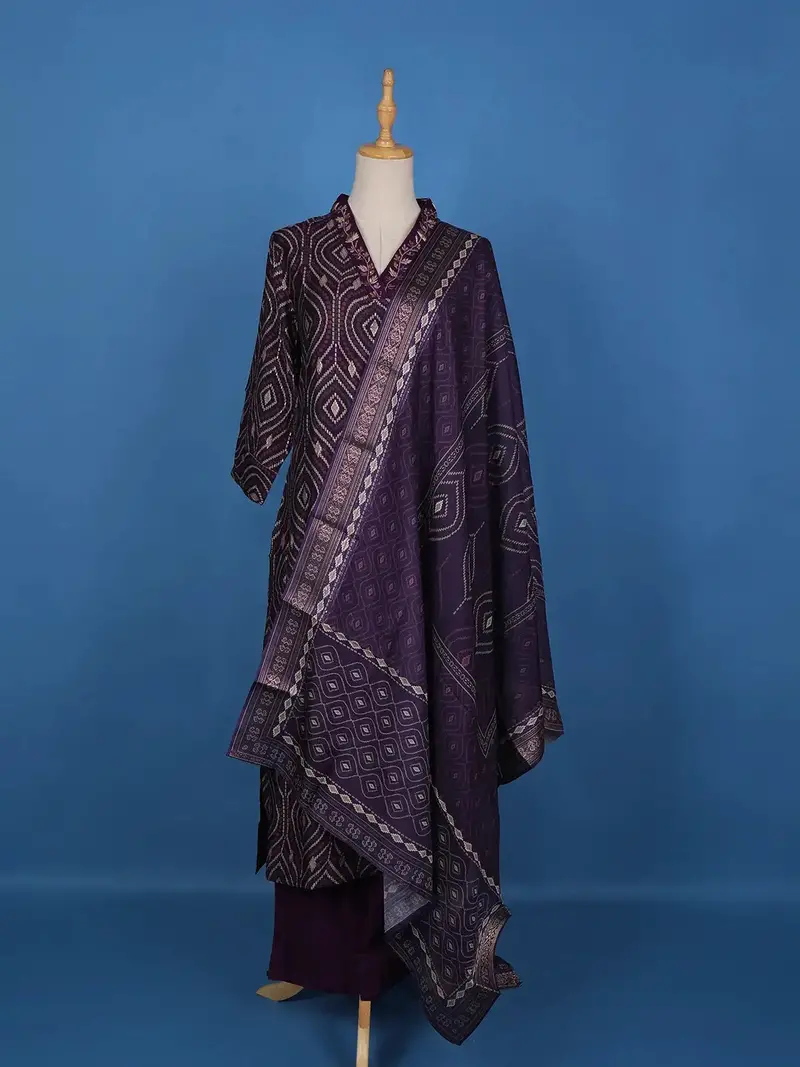 Purple Abstract Designed Cotton Salwar Suit 1