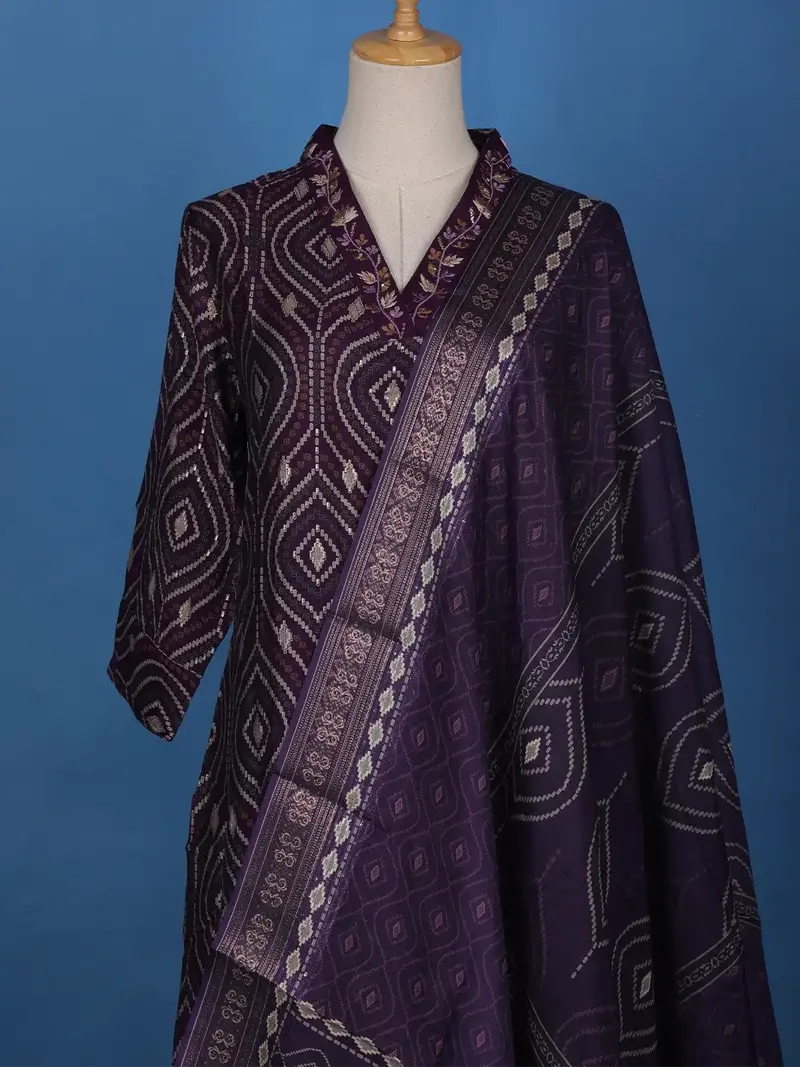 Purple Abstract Designed Cotton Salwar Suit 2