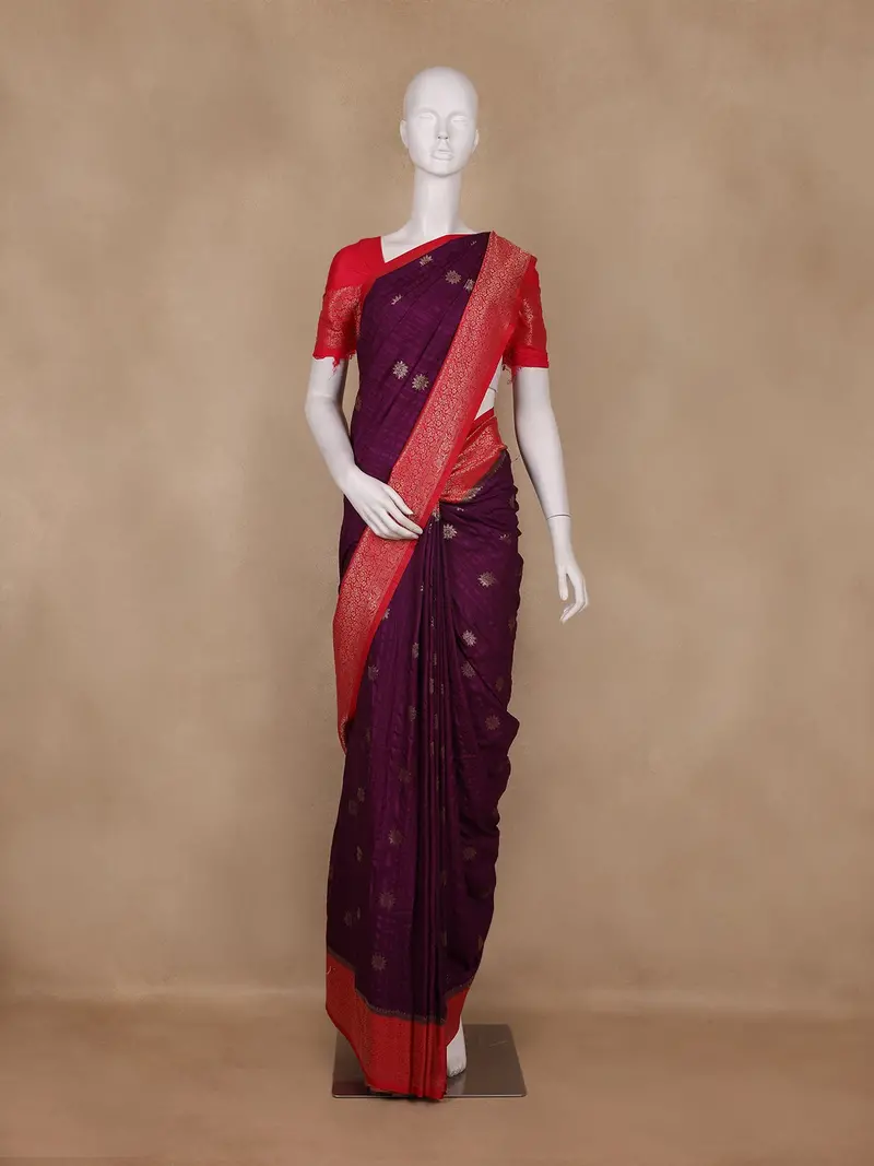 Purple Butta Woven Design Banarasi Silk Saree 1