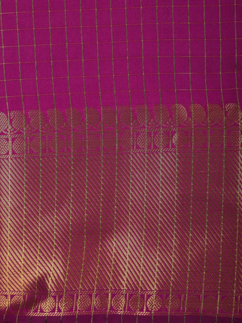 Purple Checked Woven Design Soft Silk Fancy Saree 2