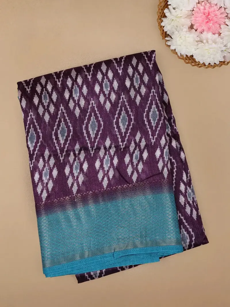 Purple Diamond Designed Fancy Cotton Saree 1