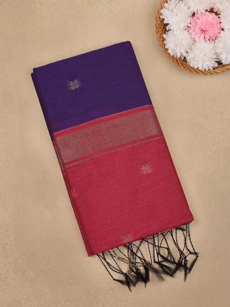 Purple Floral Butta Design Cotton Saree 1