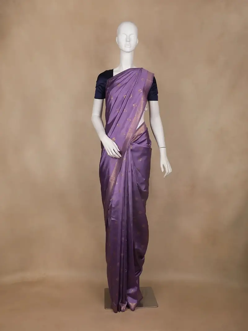 Purple Floral Butta Design Tissue Silk Saree 1