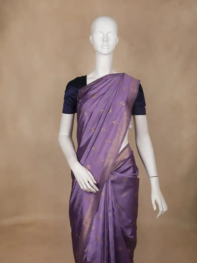 Purple Floral Butta Design Tissue Silk Saree 2
