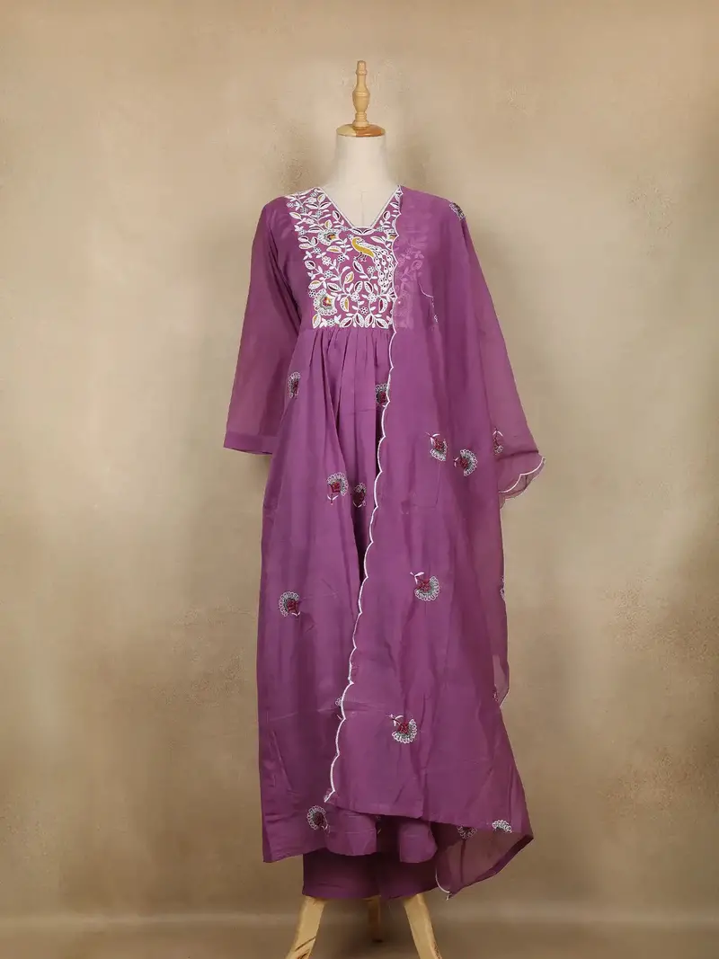 Purple Floral Designed Cotton Salwar 1