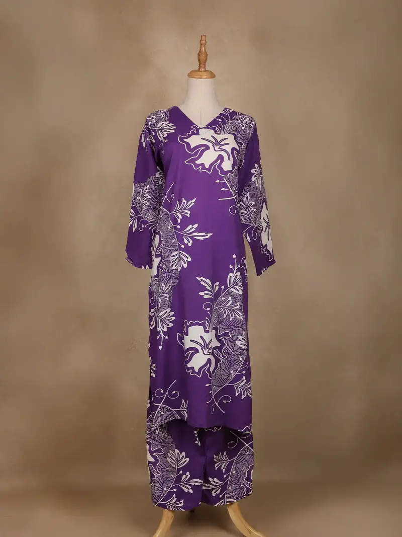 Purple Floral Designed Cotton Salwar Suit 1