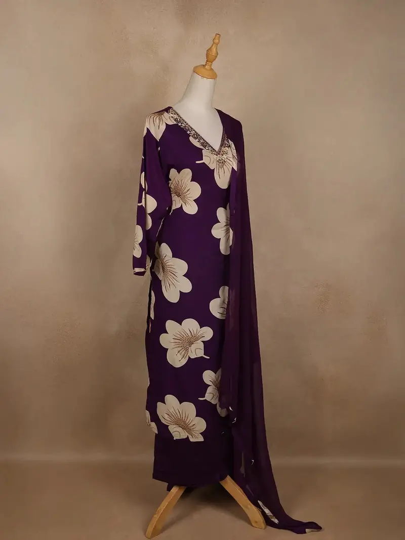 Purple Floral Designed Cotton Salwar Suit 3
