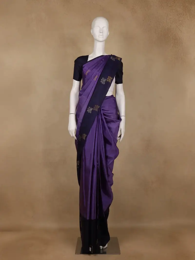 Purple Floral Designed Silk Saree 1