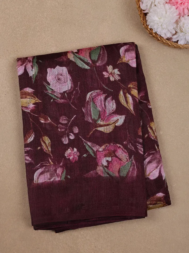 Purple Floral Prints Fancy Georgette Saree 1